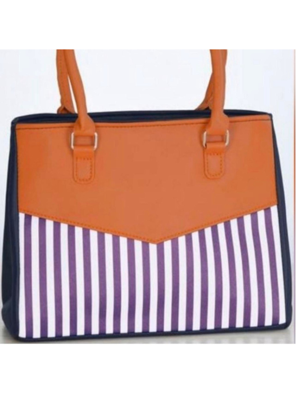 Venus Navy and tan striped tote bag with adjustable straps #striped #totebag NVB